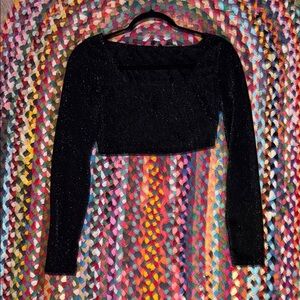 Black Glitter Crop Top